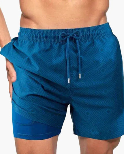 Men's Compression-Lined Swim Shorts with Pocket