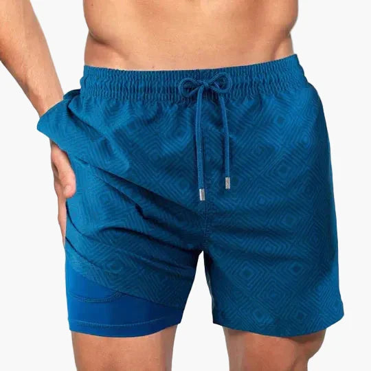 Men's Compression-Lined Swim Shorts with Pocket