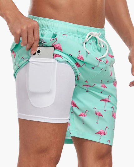 Men's Compression-Lined Swim Shorts with Pocket