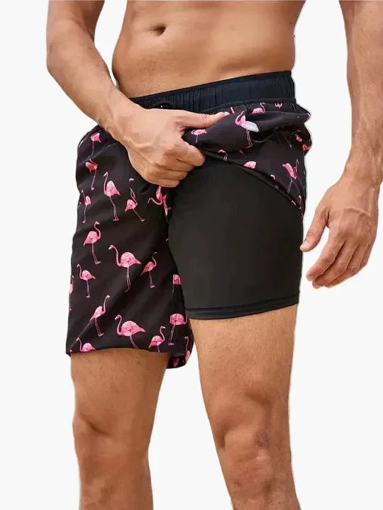 Men's Compression-Lined Swim Shorts with Pocket