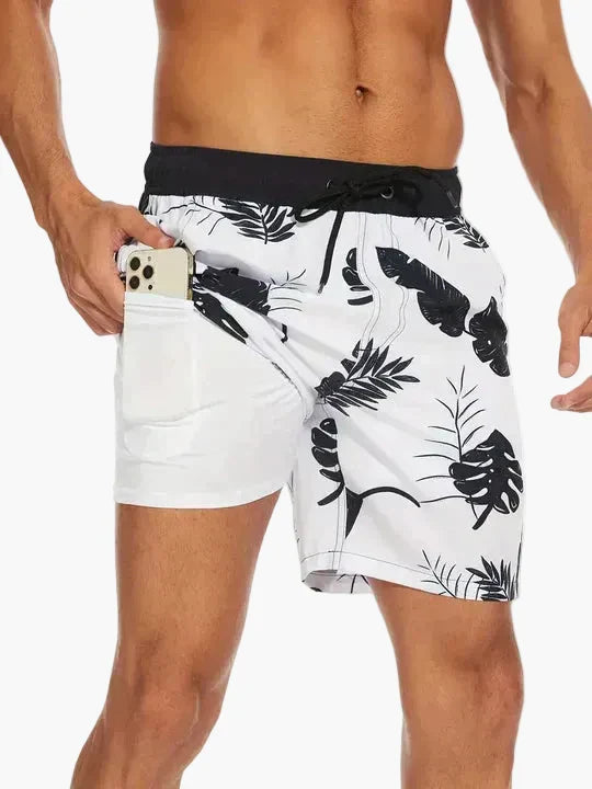 Men's Compression-Lined Swim Shorts with Pocket