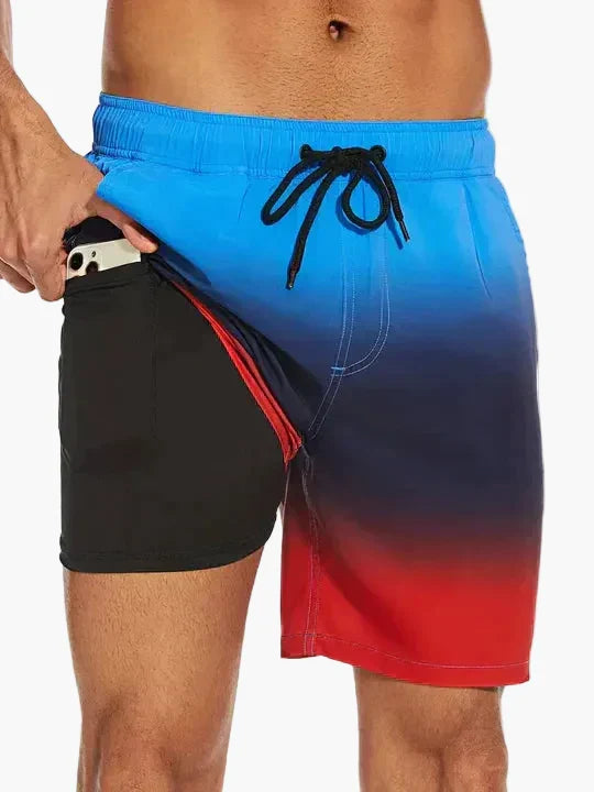 Men's Compression-Lined Swim Shorts with Pocket