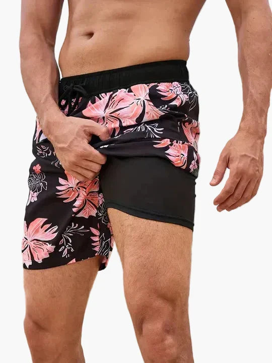 Men's Compression-Lined Swim Shorts with Pocket