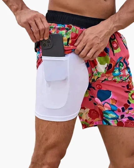 Men's Compression-Lined Swim Shorts with Pocket