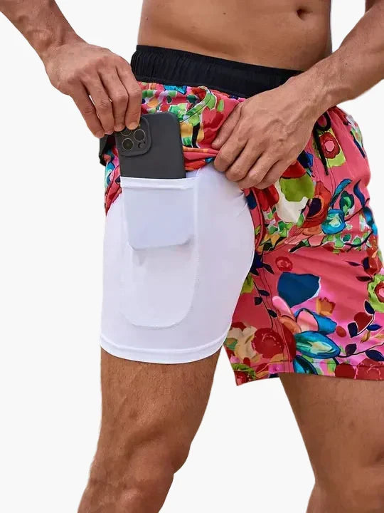 Men's Compression-Lined Swim Shorts with Pocket
