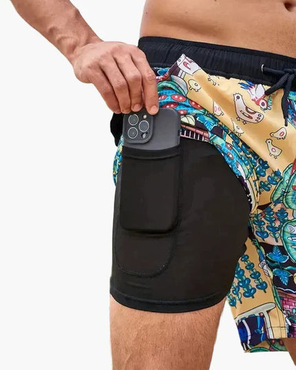 Men's Compression-Lined Swim Shorts with Pocket