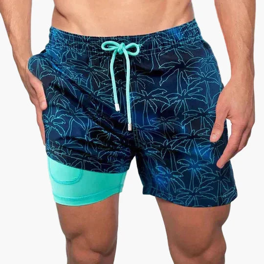 Men's Compression-Lined Swim Shorts with Pocket