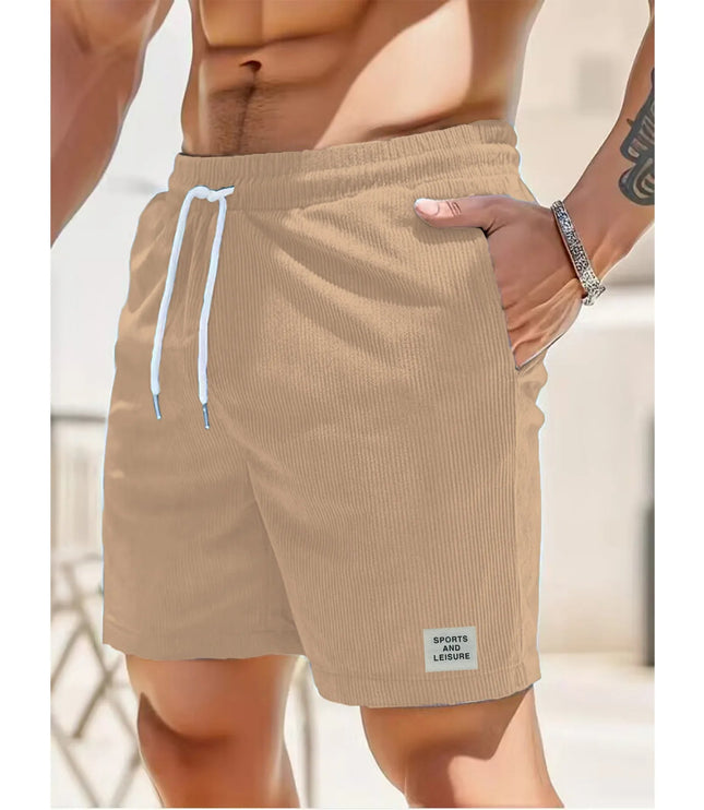 Men's Corduroy Shorts with an Elastic Drawstring Waist