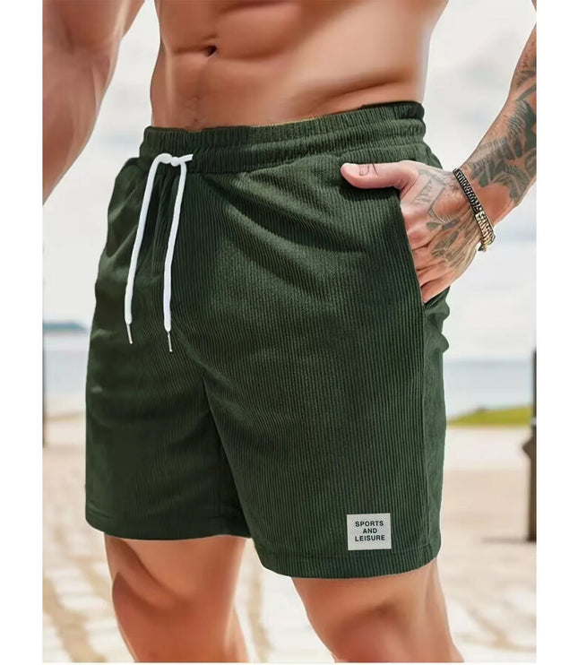 Men's Corduroy Shorts with an Elastic Drawstring Waist