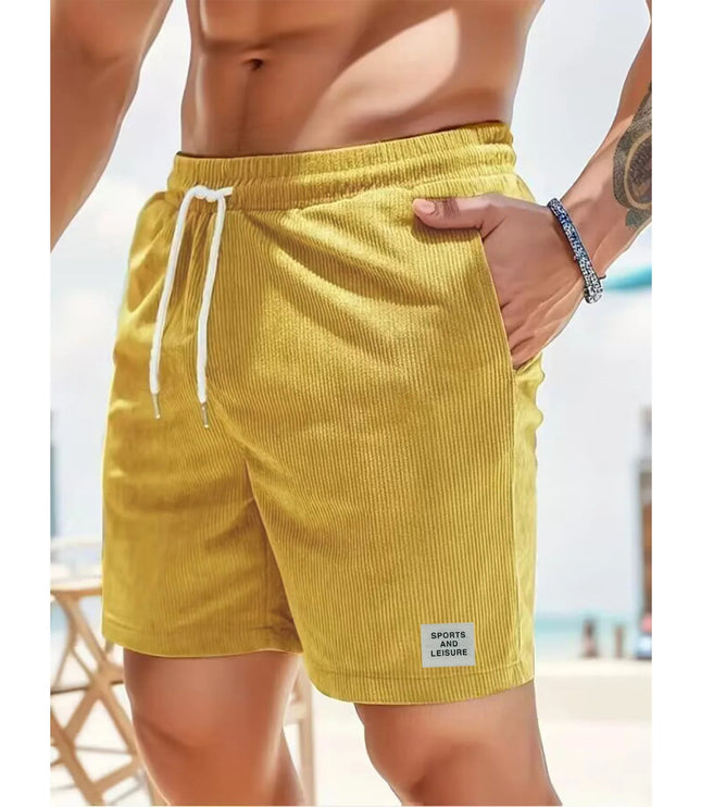 Men's Corduroy Shorts with an Elastic Drawstring Waist