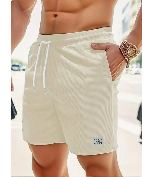 Men's Corduroy Shorts with an Elastic Drawstring Waist