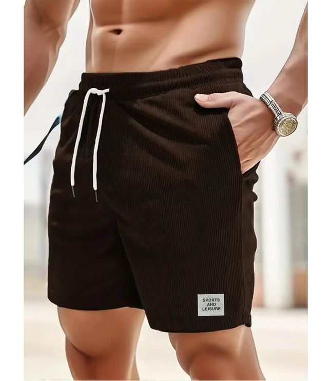 Men's Corduroy Shorts with an Elastic Drawstring Waist