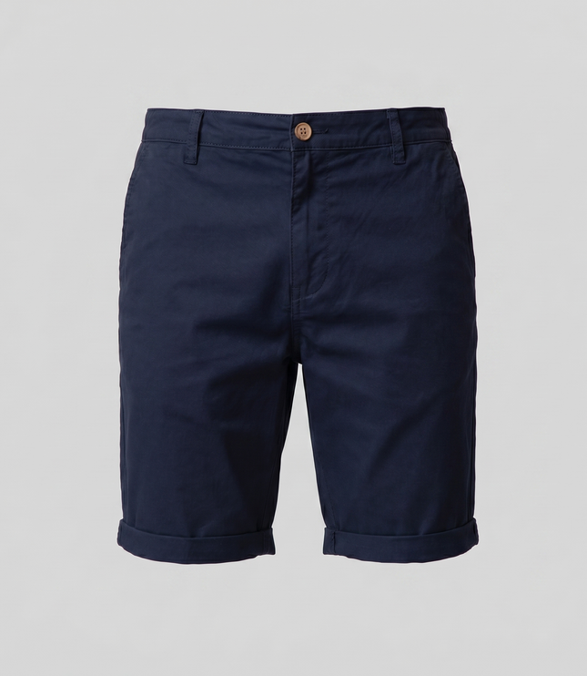 Men's Cotton Chino Shorts with a Turned-Up Hem