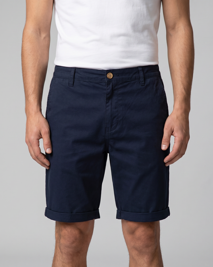Men's Cotton Chino Shorts with a Turned-Up Hem