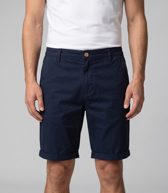 Men's Cotton Chino Shorts with a Turned-Up Hem
