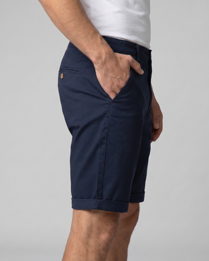 Men's Cotton Chino Shorts with a Turned-Up Hem