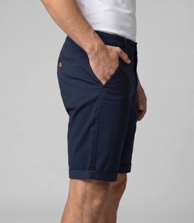 Men's Cotton Chino Shorts with a Turned-Up Hem