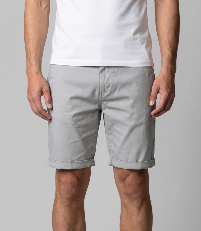 Men's Cotton Chino Shorts with a Turned-Up Hem