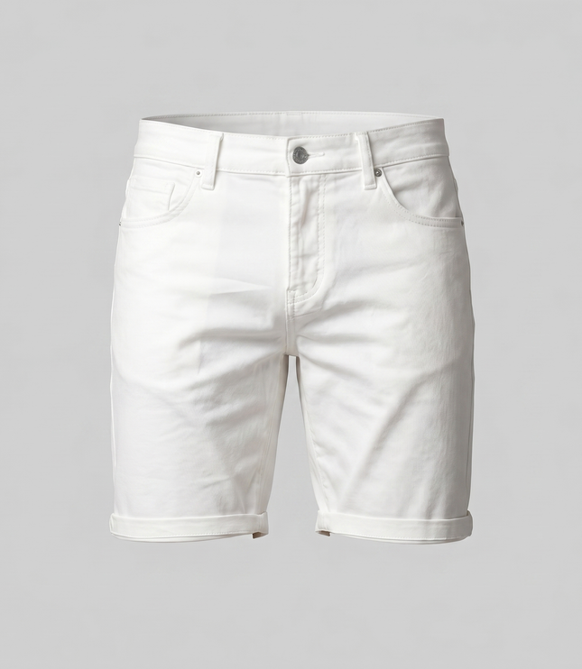 Men's Cotton Chino Shorts with a Turned-Up Hem