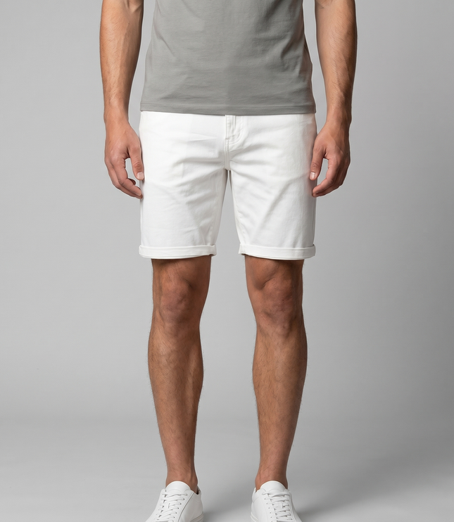 Men's Cotton Chino Shorts with a Turned-Up Hem