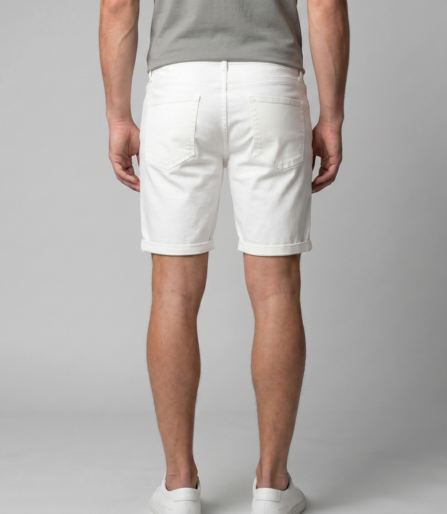 Men's Cotton Chino Shorts with a Turned-Up Hem