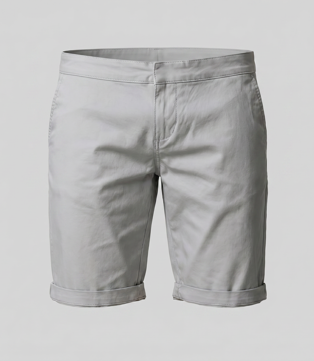 Men's Cotton Chino Shorts with a Turned-Up Hem