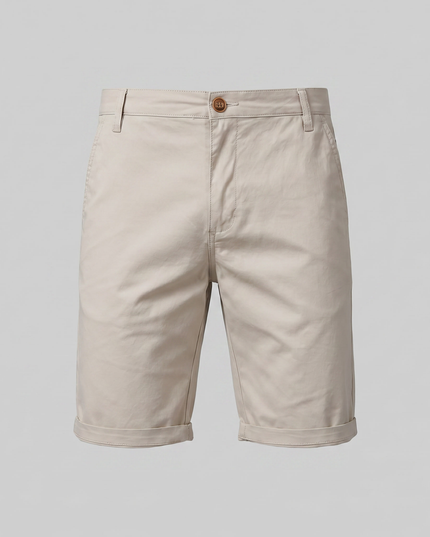 Men's Cotton Chino Shorts with a Turned-Up Hem