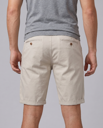 Men's Cotton Chino Shorts with a Turned-Up Hem