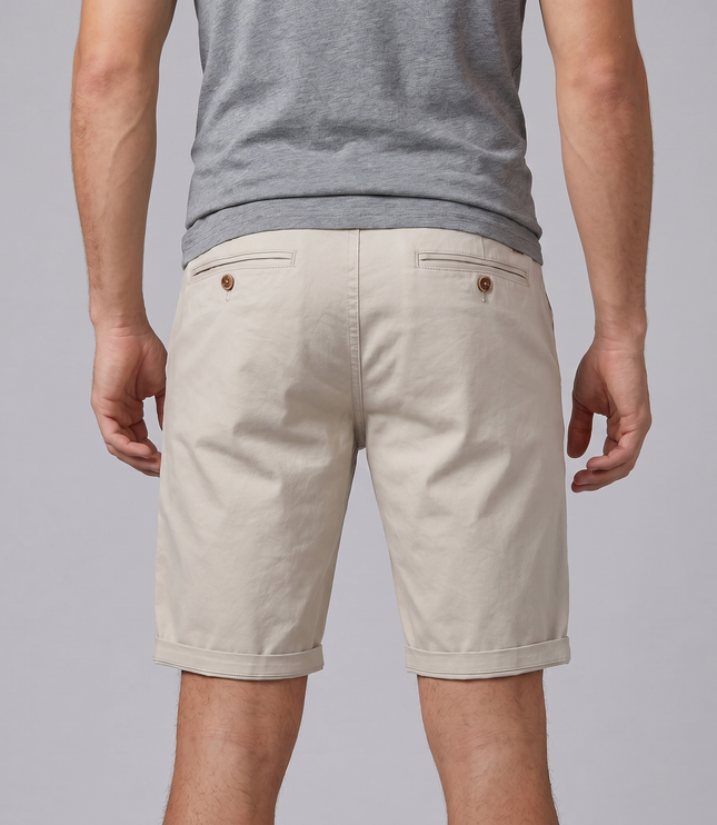 Men's Cotton Chino Shorts with a Turned-Up Hem