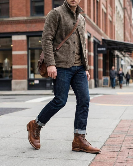 Men's Distressed Lace-Up Boots