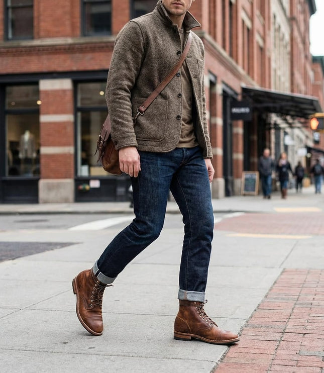 Men's Distressed Lace-Up Boots