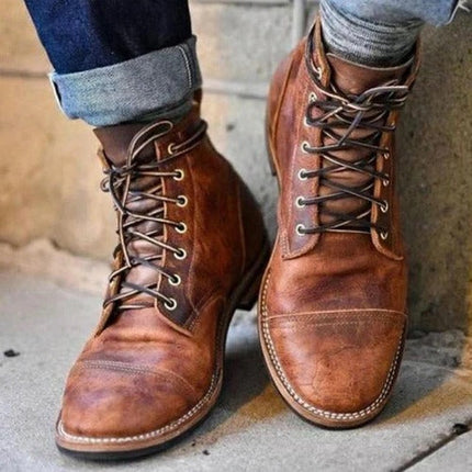 Men's Distressed Lace-Up Boots