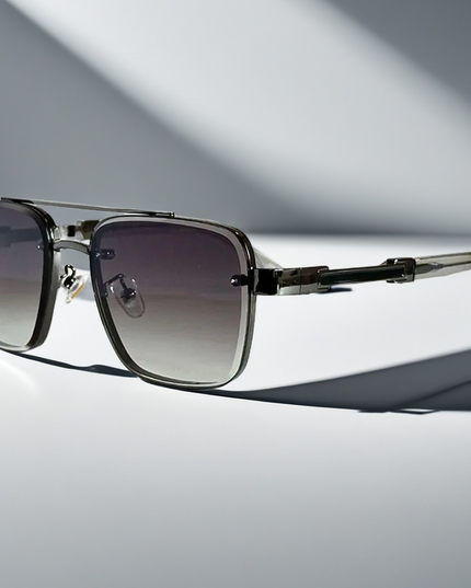 Men's Double Bridge Square Sunglasses with Gradient Lenses