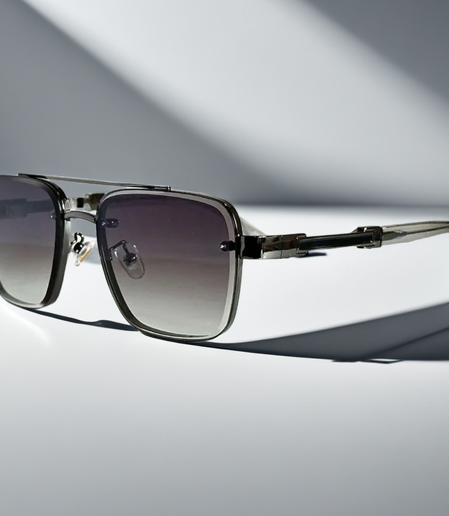 Men's Double Bridge Square Sunglasses with Gradient Lenses