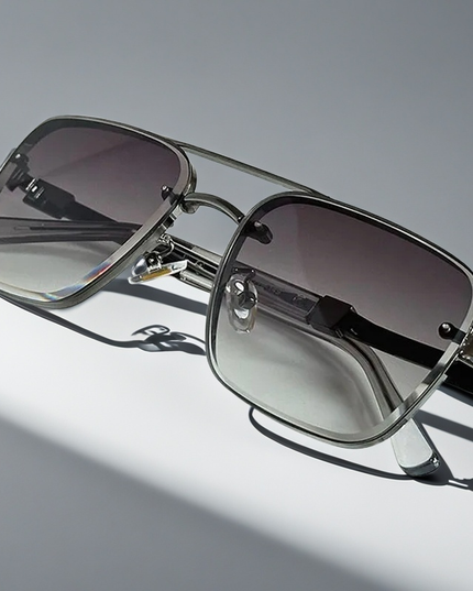 Men's Double Bridge Square Sunglasses with Gradient Lenses