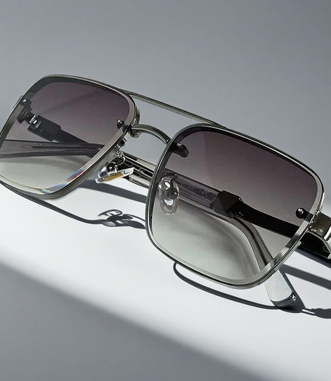 Men's Double Bridge Square Sunglasses with Gradient Lenses