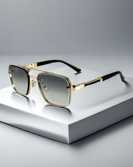 Men's Double Bridge Square Sunglasses with Gradient Lenses