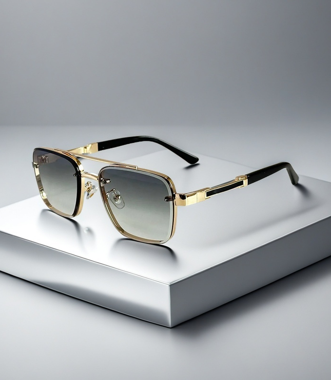 Men's Double Bridge Square Sunglasses with Gradient Lenses
