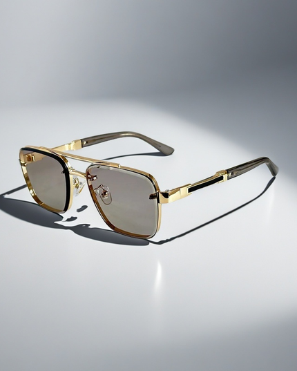 Men's Double Bridge Square Sunglasses with Gradient Lenses