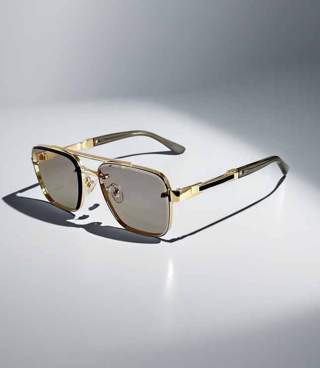 Men's Double Bridge Square Sunglasses with Gradient Lenses