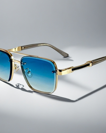Men's Double Bridge Square Sunglasses with Gradient Lenses