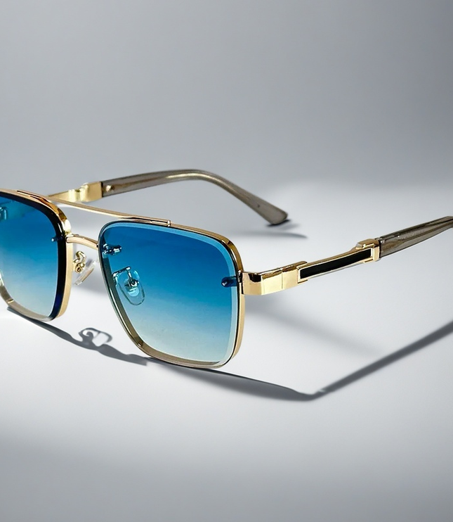 Men's Double Bridge Square Sunglasses with Gradient Lenses