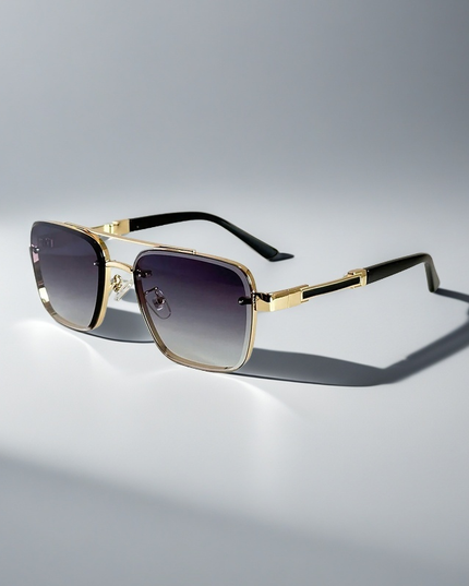 Men's Double Bridge Square Sunglasses with Gradient Lenses