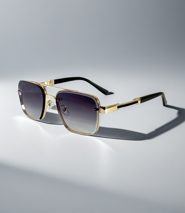 Men's Double Bridge Square Sunglasses with Gradient Lenses