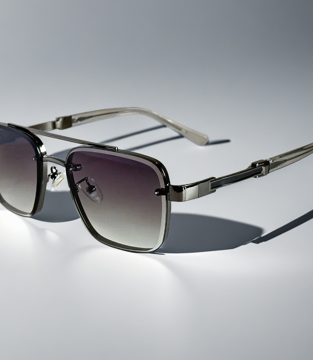 Men's Double Bridge Square Sunglasses with Gradient Lenses