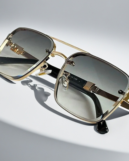 Men's Double Bridge Square Sunglasses with Gradient Lenses