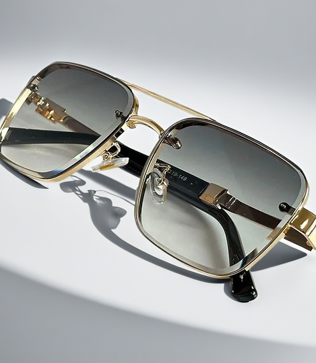 Men's Double Bridge Square Sunglasses with Gradient Lenses