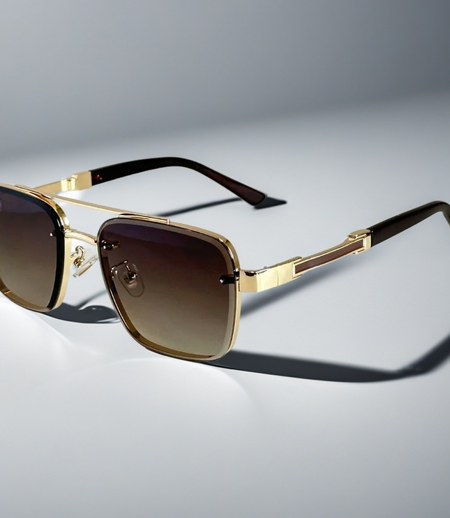 Men's Double Bridge Square Sunglasses with Gradient Lenses