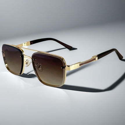 Men's Double Bridge Square Sunglasses with Gradient Lenses