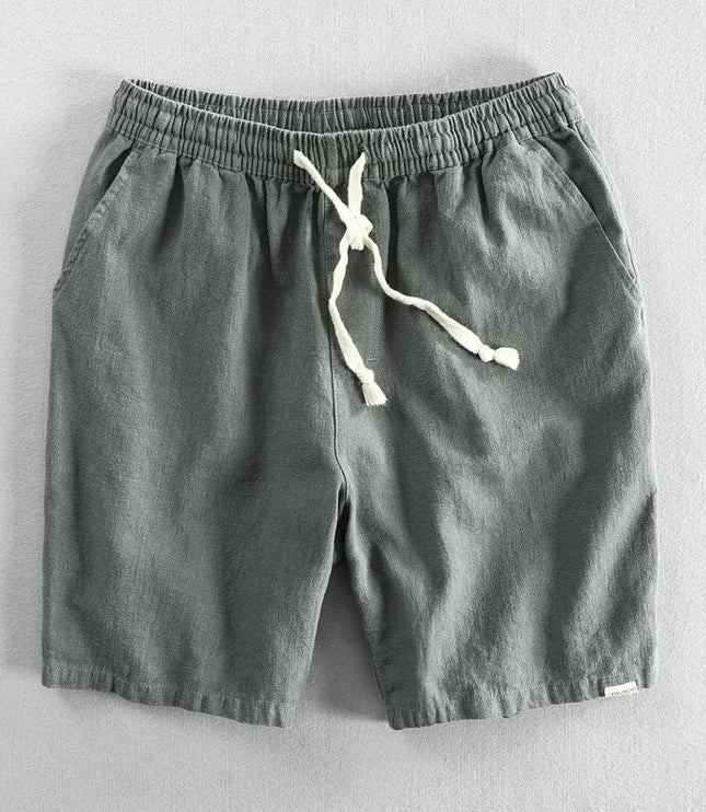 Men's Drawstring Linen-Look Shorts with Side Pockets